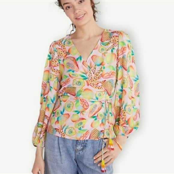 Farm Rio Rainforest Wrap Blouse Size S - Picture 8 of 11